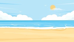Tropical Summer Beach Background. Beach Landscape Vector Illustration.