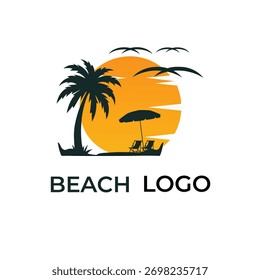 Tropical summer beach logo template