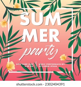 Tropical Summer Beach Party Invitation Template