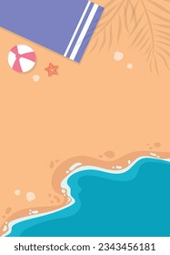 Tropical summer beach portrait vector illustration