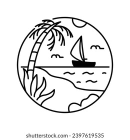 Tropical Summer Beach Surfing Logo Vector 2