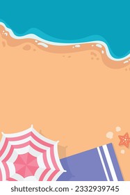 Tropical summer beach top view portrait design