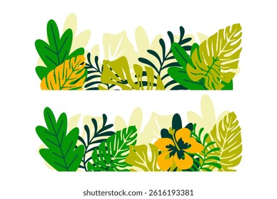 Tropical summer Bottom border with a leaf frame design template collections