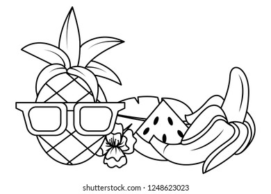 tropical summer cartoon