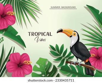 Tropical Summer Design Background.Vector stock  illustration