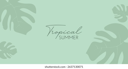 Tropical summer design with minimalist palm leaves and shadow patterns. Suitable for summer sale banners and promotional materials in vector format