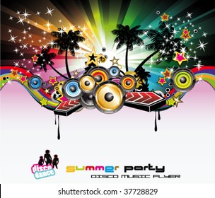 Tropical Summer Disco Nigh Event Background for Music Flyers
