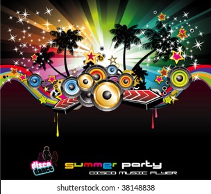 Tropical Summer Disco Nigh Event Background for Music Flyers