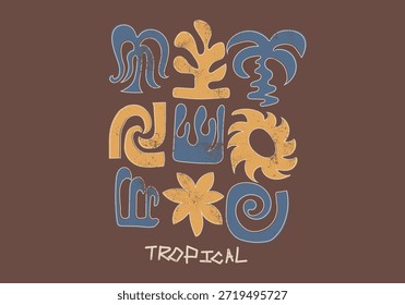 elementos de verão tropicais. gráficos de praia vintage. design de camiseta masculina feminina