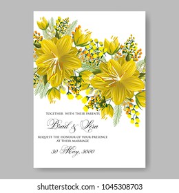 Tropical summer floral hibiscus wedding invitation background template