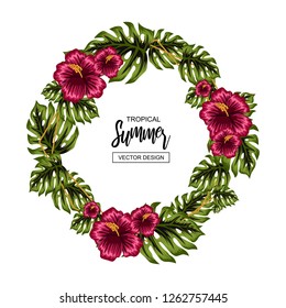 tropical summer flower frame 