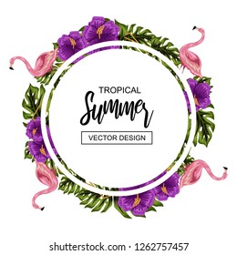 tropical summer flower frame 