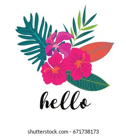 Tropical summer flower with text template