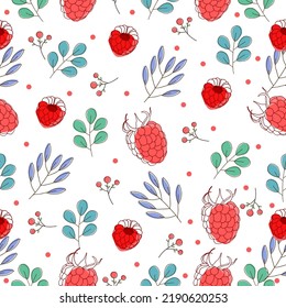 Patrón de frutas tropicales de verano. patrón colorido.Diseño vectorial con frambuesas, frambuesas y flores.