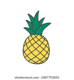 Tropical summer fruit pineapple. Pineapple cartoon vector illustration isolated on white background. Food icon.