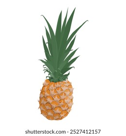 Abacaxi tropical de frutas de verão isolado sobre fundo branco. Abacaxi realista. Ilustração vetorial