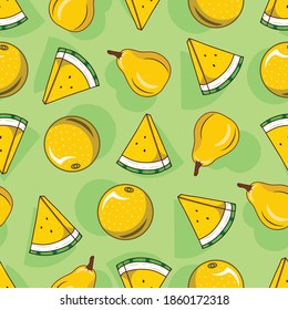Tropical summer fruit seamless pattern, watermelon etc.