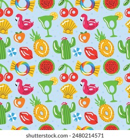 Tropical Summer Fun Pattern Vector