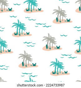 Tropical Summer Holiday Islands Vector Graphic Seamless Pattern can be use for background and apparel design