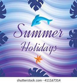 Tropical Summer holiday vector background. Summer fun. Hand lettering typography poster. 