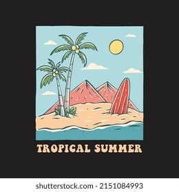 tropical summer illustration poster design