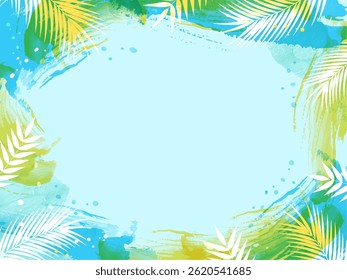 Ilustração do vetor de aquarela do quadro de fundo da imagem tropical do verão