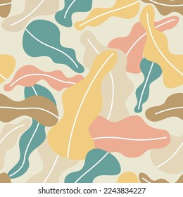 Tropical summer leaf Wallpaper seamless pattern design,line arts hand drawn outline design for fabric , print, cover, banner and invitation