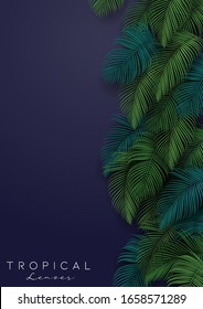 Tropical summer leaves background with jungle plants