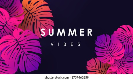 Tropical summer leaves background. Vector illustration