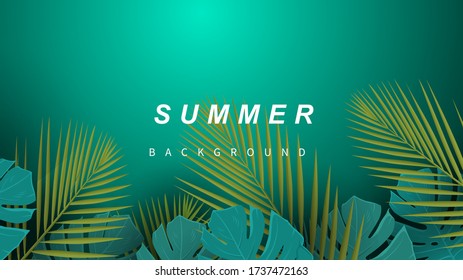 El verano tropical deja el fondo. Ilustración del vector