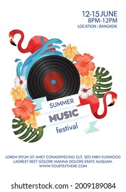 tropical summer music festival poster for beach party