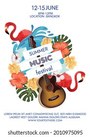 tropical summer music festival poster for beach party