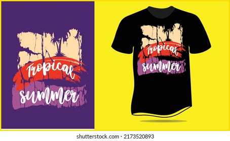 Tropical summer, new and unique typography, hello, vibes, graphic, simple, vector, beach, outing, palm trees, holidays t-shirt printing design for girls, mens and boys