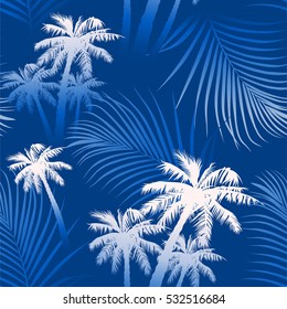 Tropical summer palm trees seamless pattern .