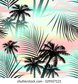 Tropical summer palms seamless pattern .