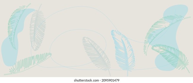 Tropical summer paper background. Summer time vector illustration for banner, header, sale, flyer. Poster party, Abstract green backdrop for text, 