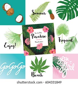 Tropical summer paradise beach set

