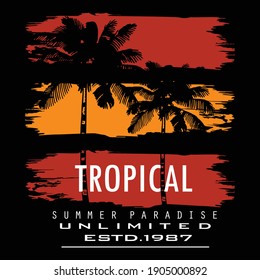 Tropical Summer Paradise Nature Stylish Images Graphic T shirt Stock Vector Illustration Design