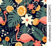 Tropical summer pattern with tropical elements