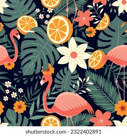 Tropical summer pattern with tropical elements