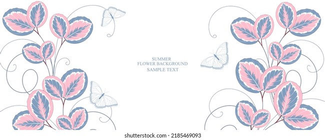 Tropical summer pattern with exotic  leaves calathea and butterflies.