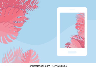 Tropical Summer Phone Background-screen saver- Vector illustration