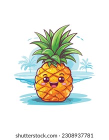 tropical summer pineapple illustration, tropical summer pineapple Vector 