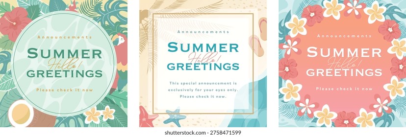 Tropical summer plant background frame - Stylish square advertisement design