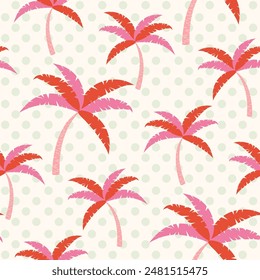 Tropical summer print background, palm tree seamless pattern design