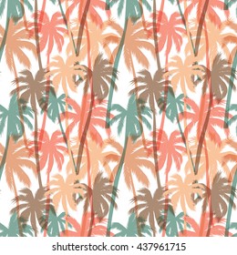 Tropical summer print with palm. Seamless pattern