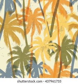 Tropical summer print with palm. Seamless pattern
