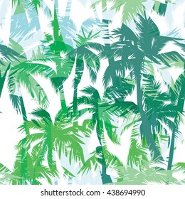Tropical summer print with palm. Seamless pattern
