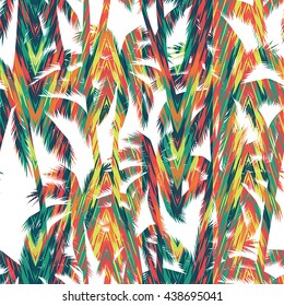 Tropical summer print with palm. Seamless pattern