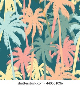 Tropical summer print with palm. Seamless pattern